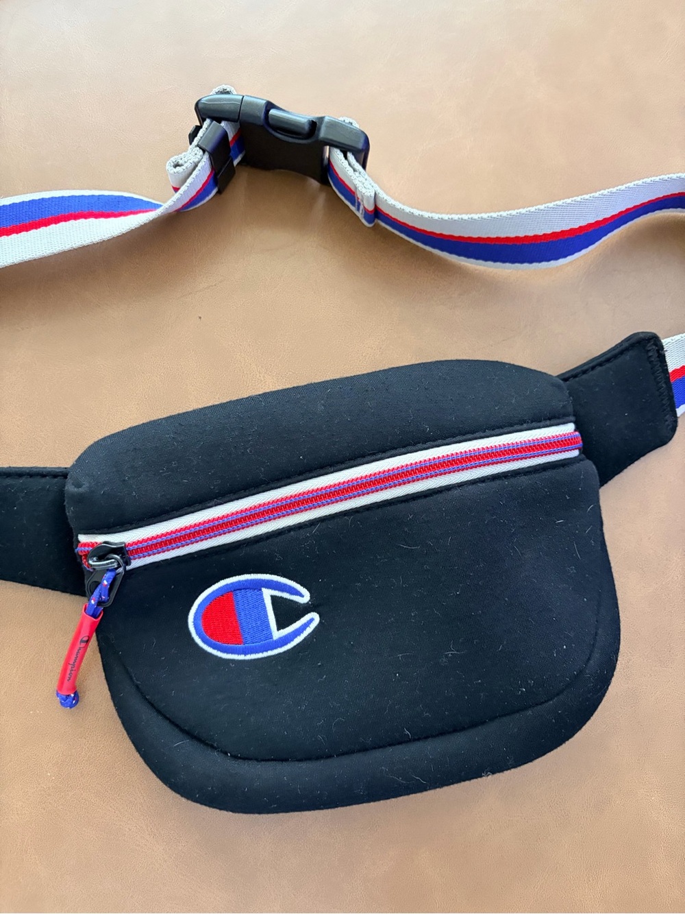 Champion Black Waist Bag with Red &‎ Blue Trim
